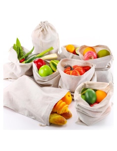 Woanger 10 Bolsas Reutilizables de Algodón 30x40 cm - X-Large