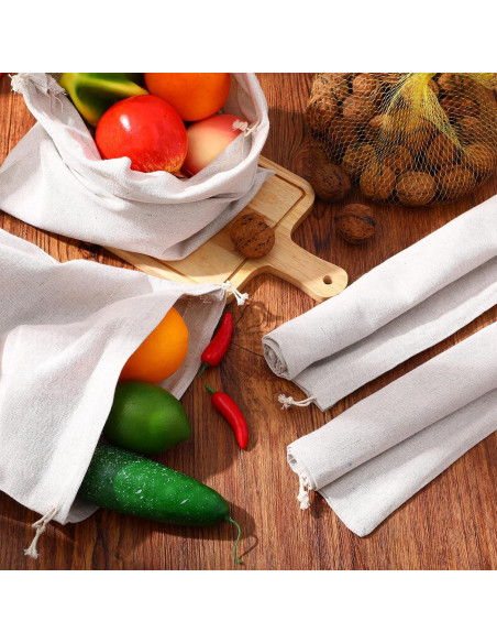 Woanger 10 Bolsas Reutilizables de Algodón 30x40 cm - X-Large