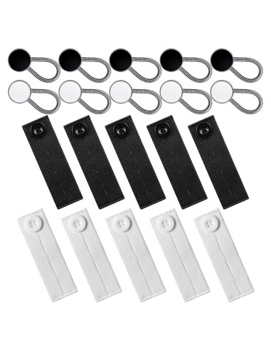 Juego de 20 Extensores de Botón Elástico Canlierr - Negro y Blanco