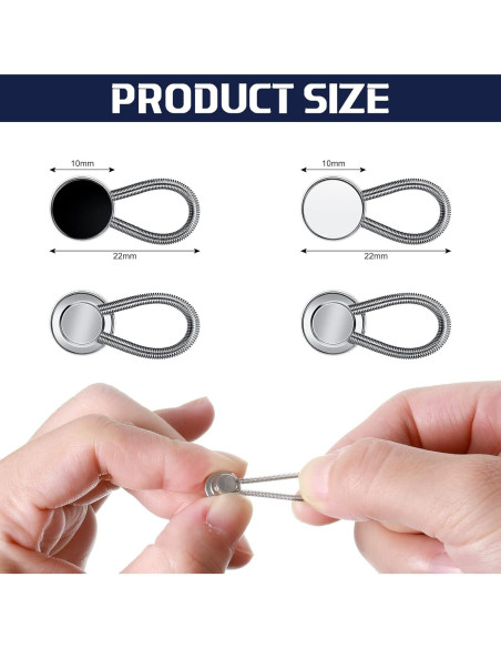 Juego de 20 Extensores de Botón Elástico Canlierr - Negro y Blanco