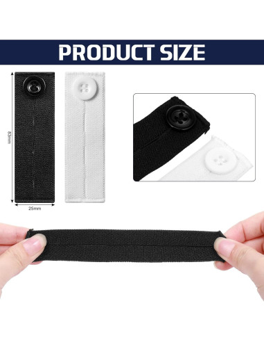 Juego de 20 Extensores de Botón Elástico Canlierr - Negro y Blanco