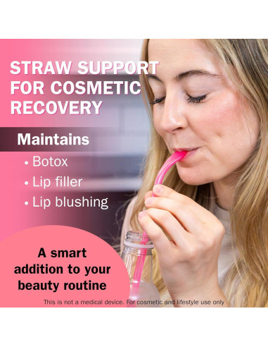 Popote Antienvejecimiento Sipface 30 cm Rosa Translúcido - 2 Pzs