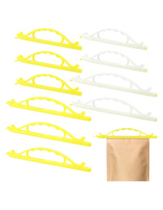 10 Clips de Sellado de Comida Kakalote - 2 Tamaños, Amarillo y Blanco