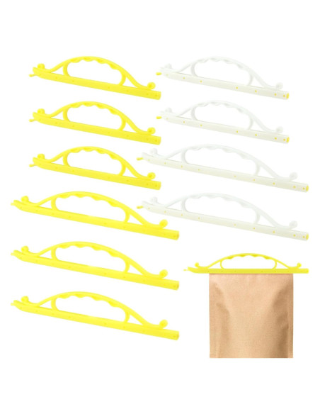 10 Clips de Sellado de Comida Kakalote - 2 Tamaños, Amarillo y Blanco