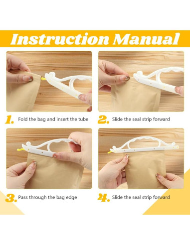 10 Clips de Sellado de Comida Kakalote - 2 Tamaños, Amarillo y Blanco