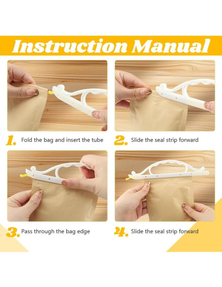 10 Clips de Sellado de Comida Kakalote - 2 Tamaños, Amarillo y Blanco