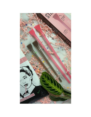 Popote Antienvejecimiento Sipface 30 cm Rosa Translúcido - 2 Pzs