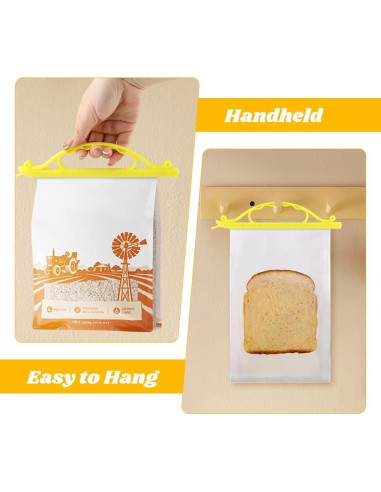 10 Clips de Sellado de Comida Kakalote - 2 Tamaños, Amarillo y Blanco