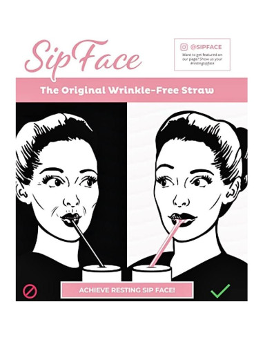 Popote Antienvejecimiento Sipface 30 cm Rosa Translúcido - 2 Pzs