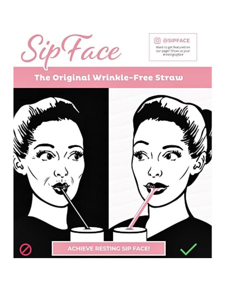 Popote Antienvejecimiento Sipface 30 cm Rosa Translúcido - 2 Pzs