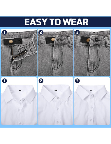 Juego de 20 Extensores de Botón Elástico Canlierr - Negro y Blanco