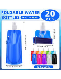 Juego 40 Pcs Botellas de Agua Colapsables 16 oz y Mochilas Teenyyou 2