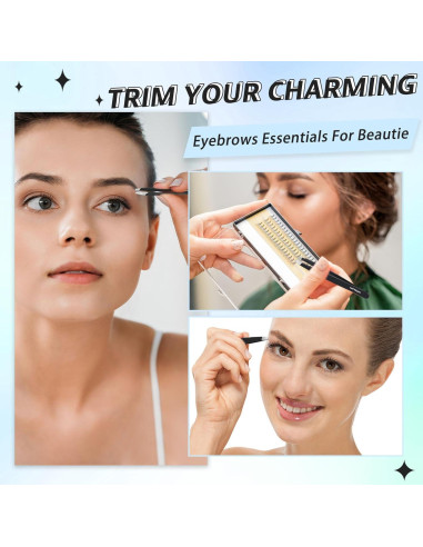 Juego de 6 Pinzas de Cejas Mudder Acero Inoxidable Negro