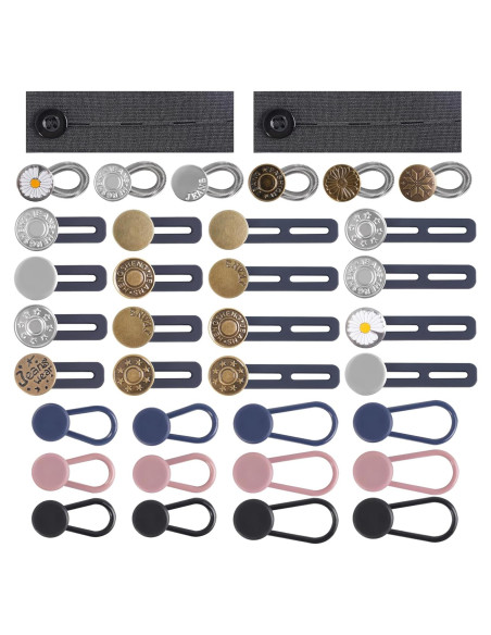36 Extensores de Botón Ajustables para Jeans - Sin Coser