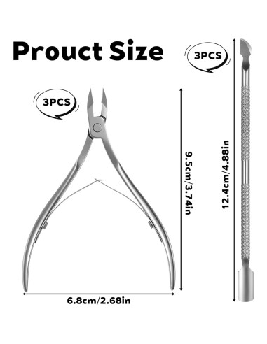 Juego de 6 Herramientas de Manicura Lnngub - Alicates y Empujadores de Cutículas de Acero Inoxidable