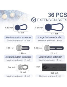 36 Extensores de Botón Ajustables para Jeans - Sin Coser 2
