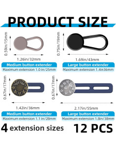 12 Extensores de Botones para Jeans TKYZMS - Ajustables 2