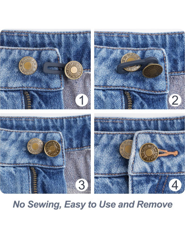 36 Extensores de Botón Ajustables para Jeans - Sin Coser