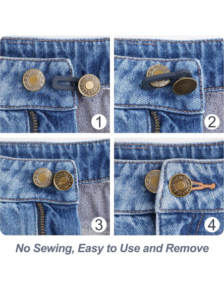 36 Extensores de Botón Ajustables para Jeans - Sin Coser