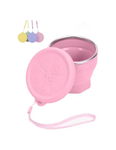 Taza Plegable de Silicona HKYHX 240ml Rosa Claro con Tapa