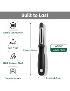 Pelador de Verduras Giratorio Beneno PL1O1BK1, Acero Inoxidable 2