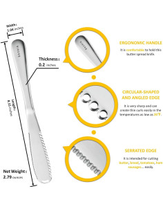 Cuchillo para Untar Mantequilla RASRIA - Acero Inoxidable, 2 Unidades 2