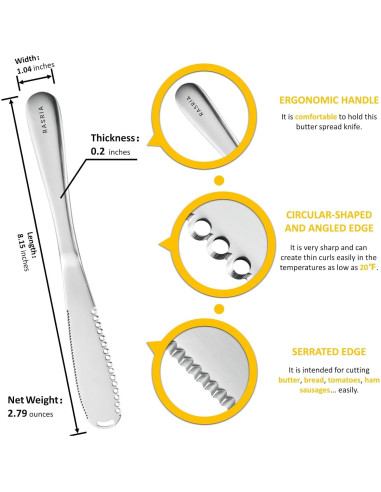 Cuchillo para Untar Mantequilla RASRIA - Acero Inoxidable, 2 Unidades