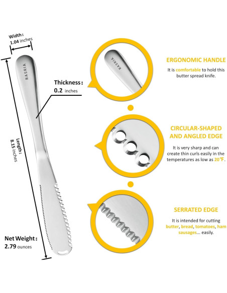 Cuchillo para Untar Mantequilla RASRIA - Acero Inoxidable, 2 Unidades