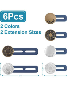 Extensores de Botón KUNTAERY para Jeans - 6 Piezas, 2.8-4.6 cm 2