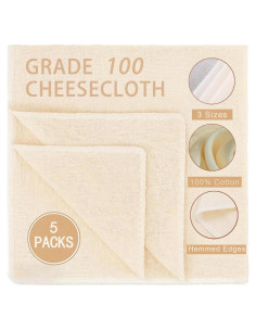 Set de 5 Piezas de Tela de Queso Aitoper 100% Algodón 38-91cm