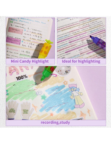 Set de 24 Mini Resaltadores Pastel BieFuDan Punta Cincel