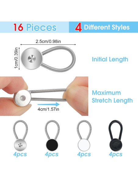 16 Extensores de Cuello Elásticos para Camisas de Hombre Okxiri