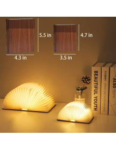 Lámpara de Libro Plegable Ohsooons Nogal Pequeña LED 3 Colores 2