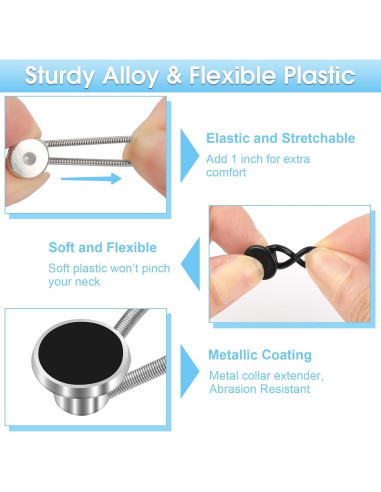 16 Extensores de Cuello Elásticos para Camisas de Hombre Okxiri