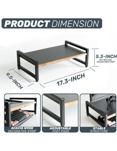Soporte para Monitor WILDMOS de Metal y Madera 43.94x24.13cm