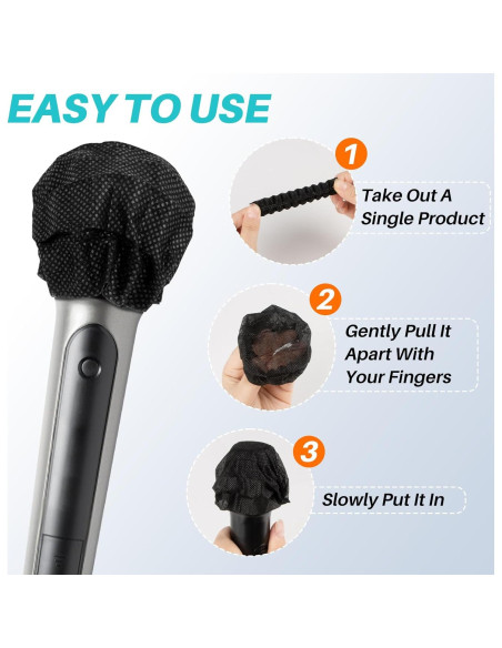 100 Fundas Desechables para Micrófono MAQIHAN - Negro