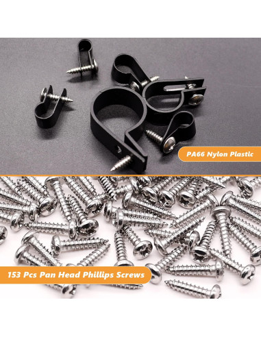 Kit de Clips de Cable Mankk 306 Pcs Nylon Tipo R 6 Tamaños