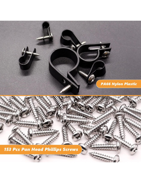 Kit de Clips de Cable Mankk 306 Pcs Nylon Tipo R 6 Tamaños