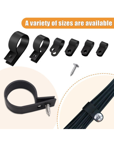 Kit de Clips de Cable Mankk 306 Pcs Nylon Tipo R 6 Tamaños