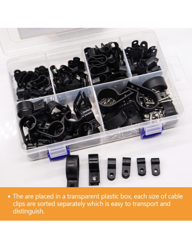 Kit de Clips de Cable Mankk 306 Pcs Nylon Tipo R 6 Tamaños