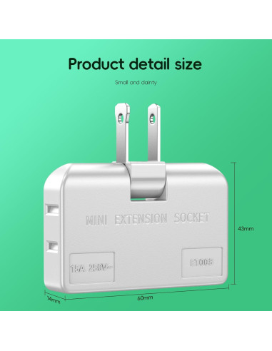 Adaptador de Enchufe Plano ZOHOJOV 2 Clavijas 3 Vías Blanco