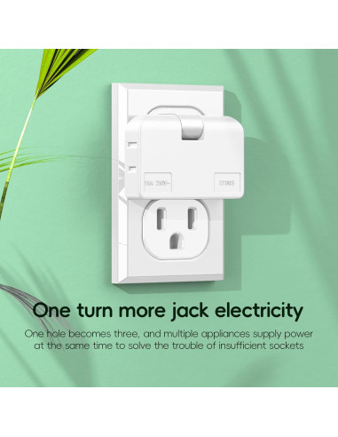 Adaptador de Enchufe Plano ZOHOJOV 2 Clavijas 3 Vías Blanco