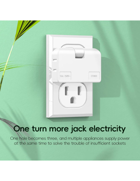 Adaptador de Enchufe Plano ZOHOJOV 2 Clavijas 3 Vías Blanco