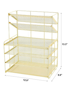 Organizador de Escritorio OPNICE 6 Niveles Dorado Metal 2