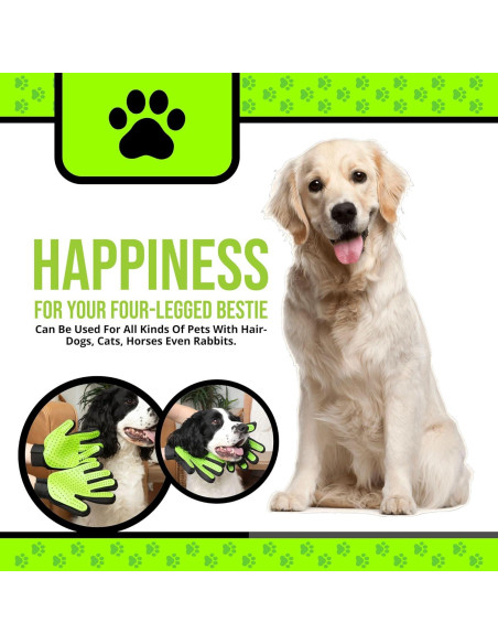 Guantes de Acicalamiento HappiTails Verde Lima - 1 Par Ajustables