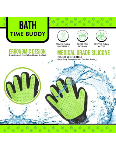 Guantes de Acicalamiento HappiTails Verde Lima - 1 Par Ajustables