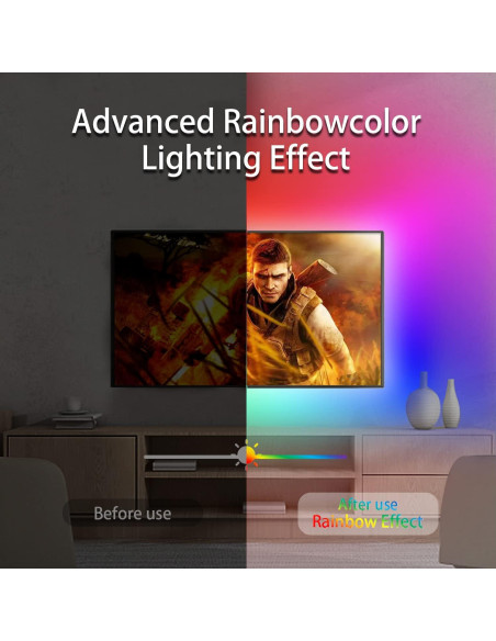 Tira LED 5.0m KeShu para TV 140-190 cm, Control APP Bluetooth Tira LED 5.0m KeShu para TV 140-190 cm, Control APP Bluetooth