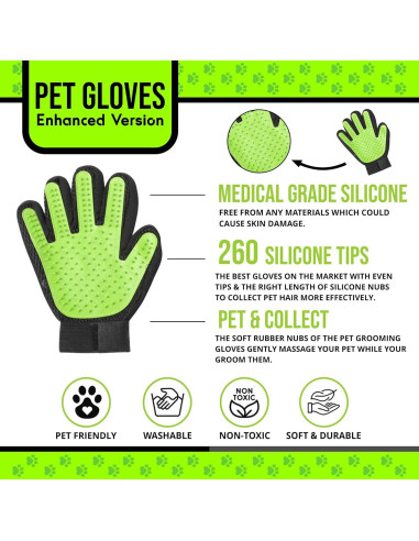 Guantes de Acicalamiento HappiTails Verde Lima - 1 Par Ajustables