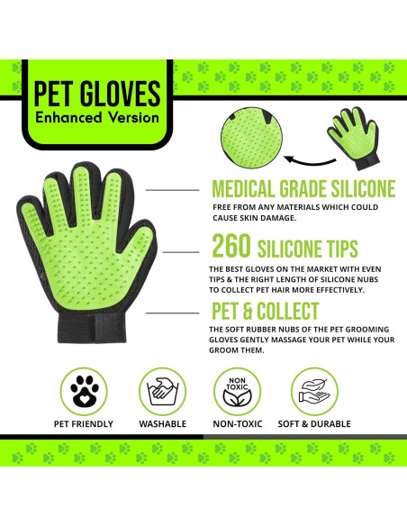 Guantes de Acicalamiento HappiTails Verde Lima - 1 Par Ajustables