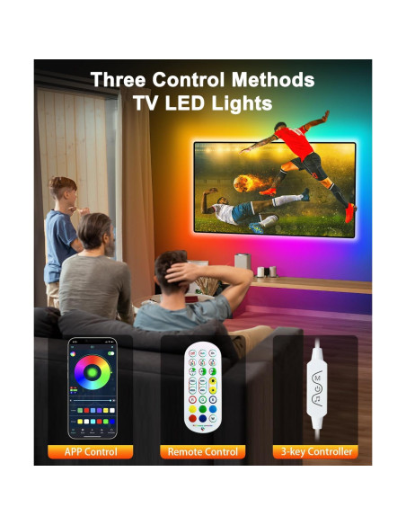 Tira LED 5.0m KeShu para TV 140-190 cm, Control APP Bluetooth Tira LED 5.0m KeShu para TV 140-190 cm, Control APP Bluetooth